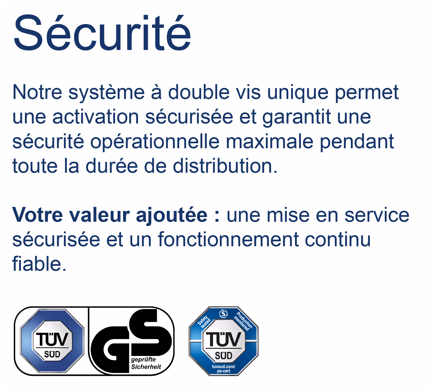 Marques de certification TÜV et GS sur le graisseur automatique GREASEMAX® avec système à double vis pour une activation sécurisée