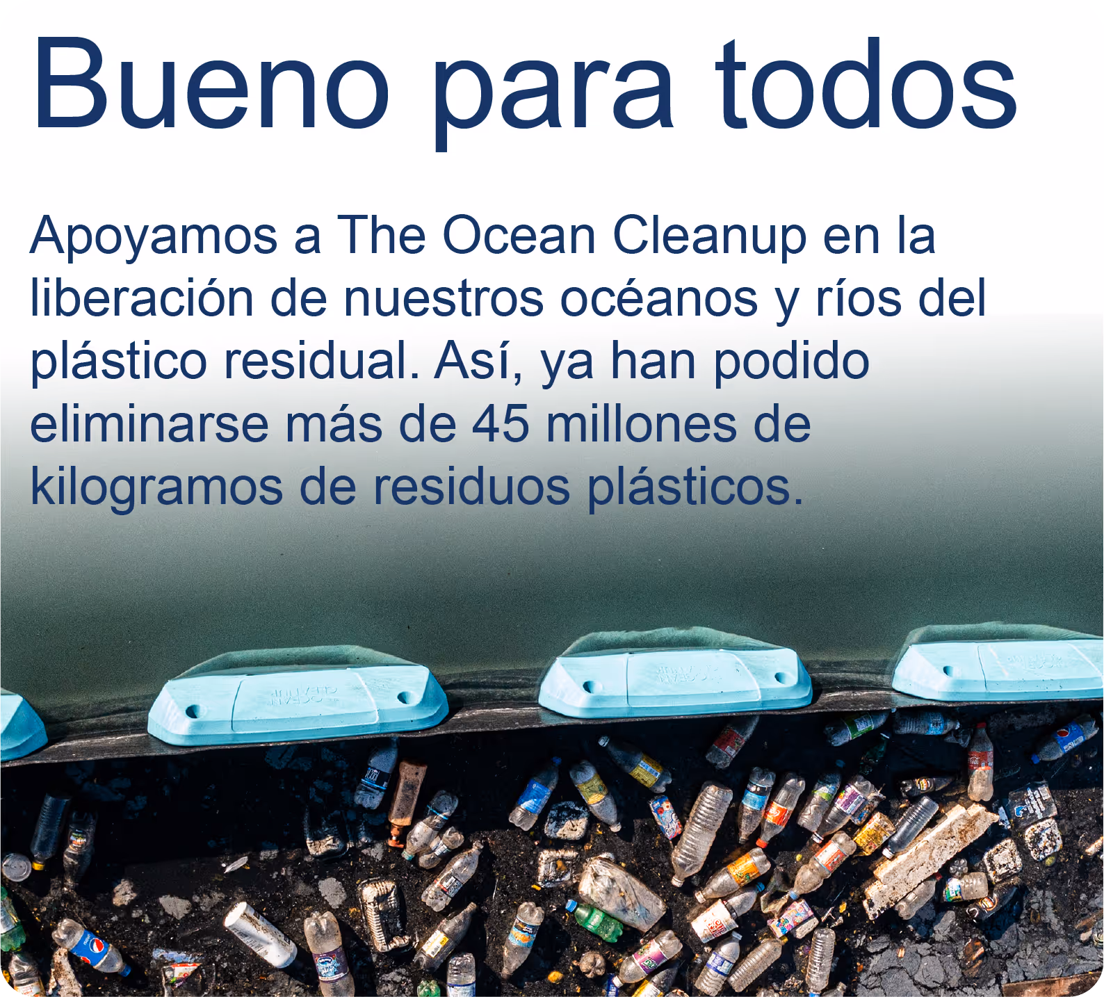 Ilustración de limpieza oceánica que muestra el apoyo de GREASEMAX® a The Ocean Cleanup con más de 45 millones de kg de plástico retirados