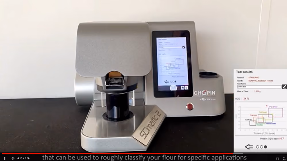 This video describes how to conduct a test using the CHOPIN SDmatic 2 analyzer, fully automated & enzyme-free for a reliable measurement of starch damage with only one gram of flour. The SDmatic 2 is a simple and precise instrument to measure damaged starch in flours for the milling and baking industries. It is based on the amperometric method (Medcalf & Gilles) and it is officially recognized internationally and meets industry standards.