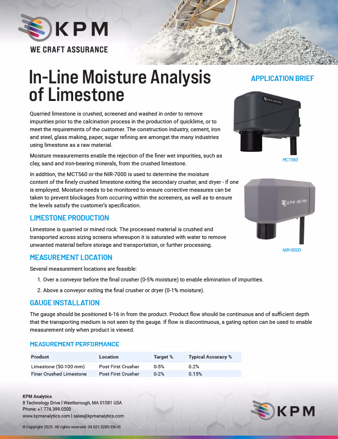 In-Line Moisture Analysis of Limestone
