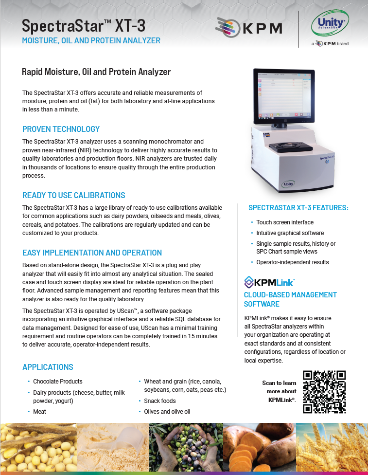SpectraStar™ XT-3 Moisture Oil & Protein Analyzer Data Sheet