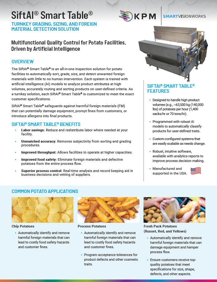SiftAI® Smart Table® Data Sheet