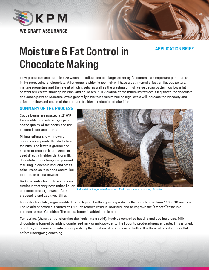 Grâce aux technologies NIR de procédé de KPM Analytics, les fabricants de chocolat disposent d'une méthode en temps réel et non invasive pour gérer la qualité et les coûts opérationnels.