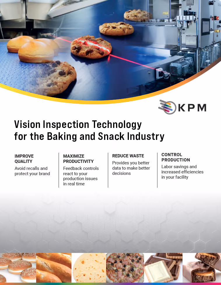 KPM offers a range of vision inspection solutions designed specifically for your products and facilities. All systems serve to collect, analyze, and display data to your team. This critical information helps drive decisions to optimize efficiency and reduce waste generation throughout your process.