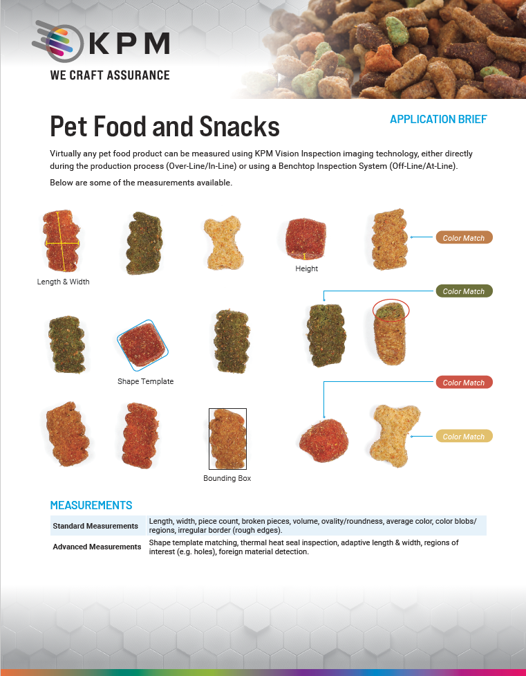 Inspección visual de alimentos para mascotas