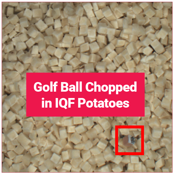 Golf Ball Chopped in IQF Potatoes