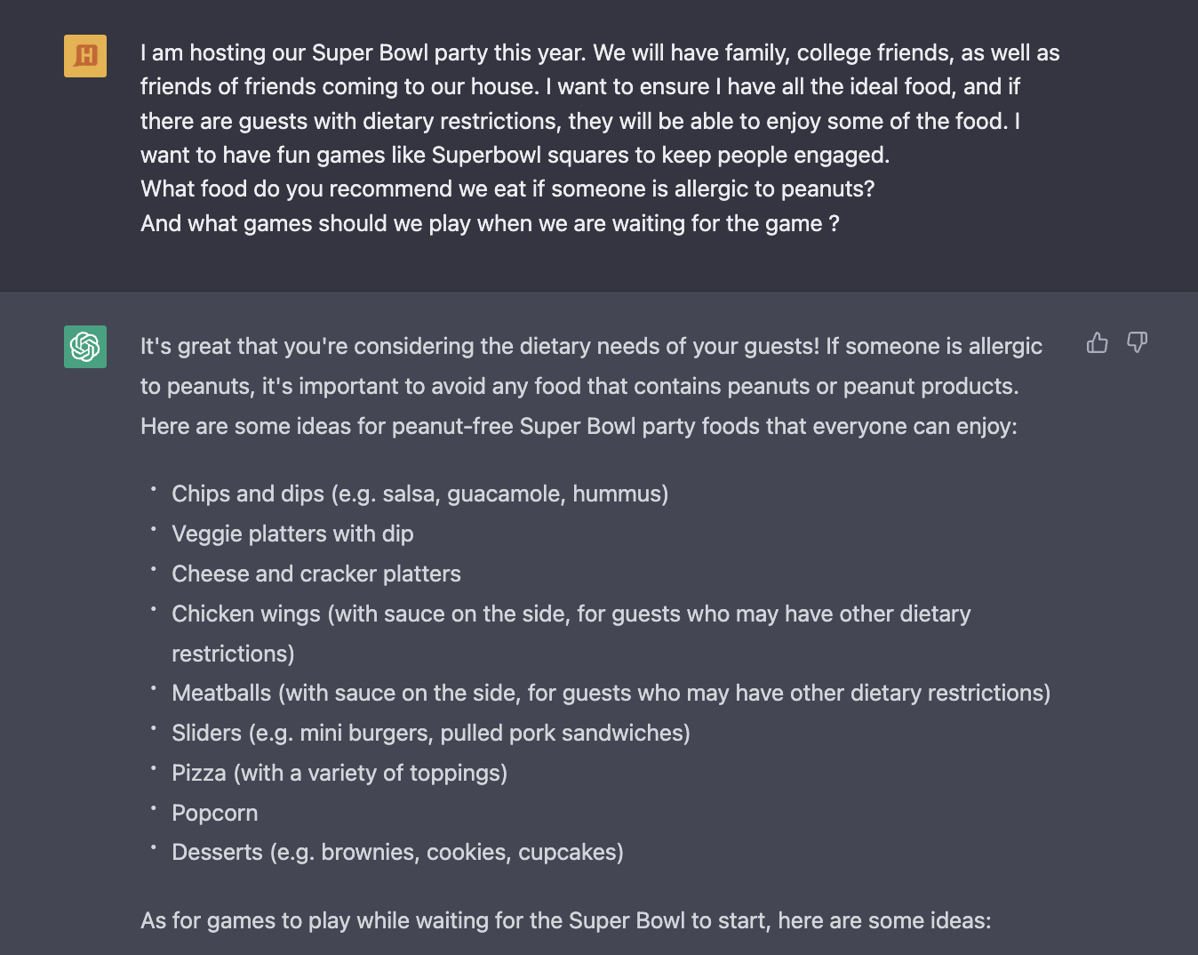Planning a Super Bowl Party