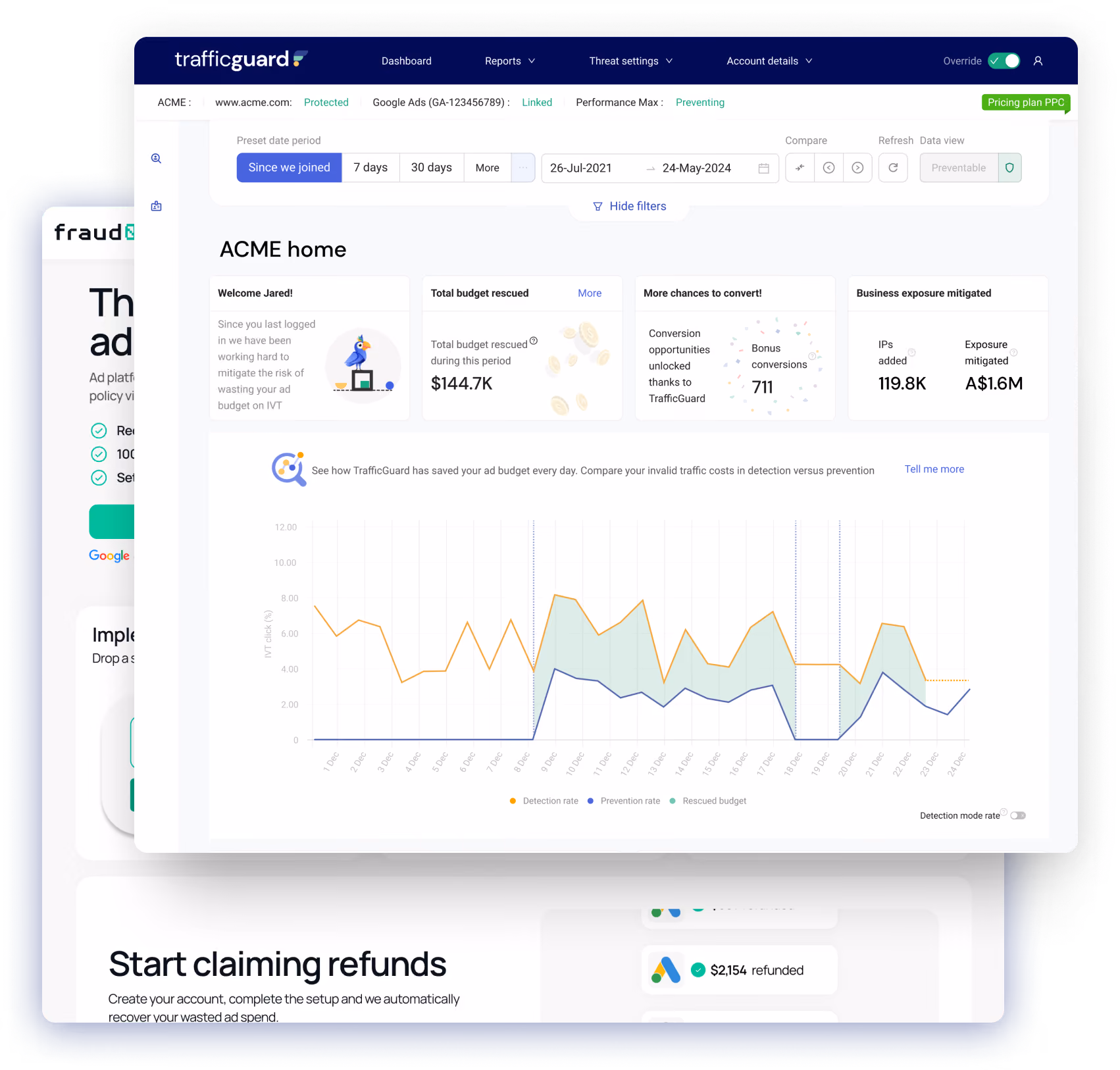 TrafficGuard's Dashboard vs Fraud0