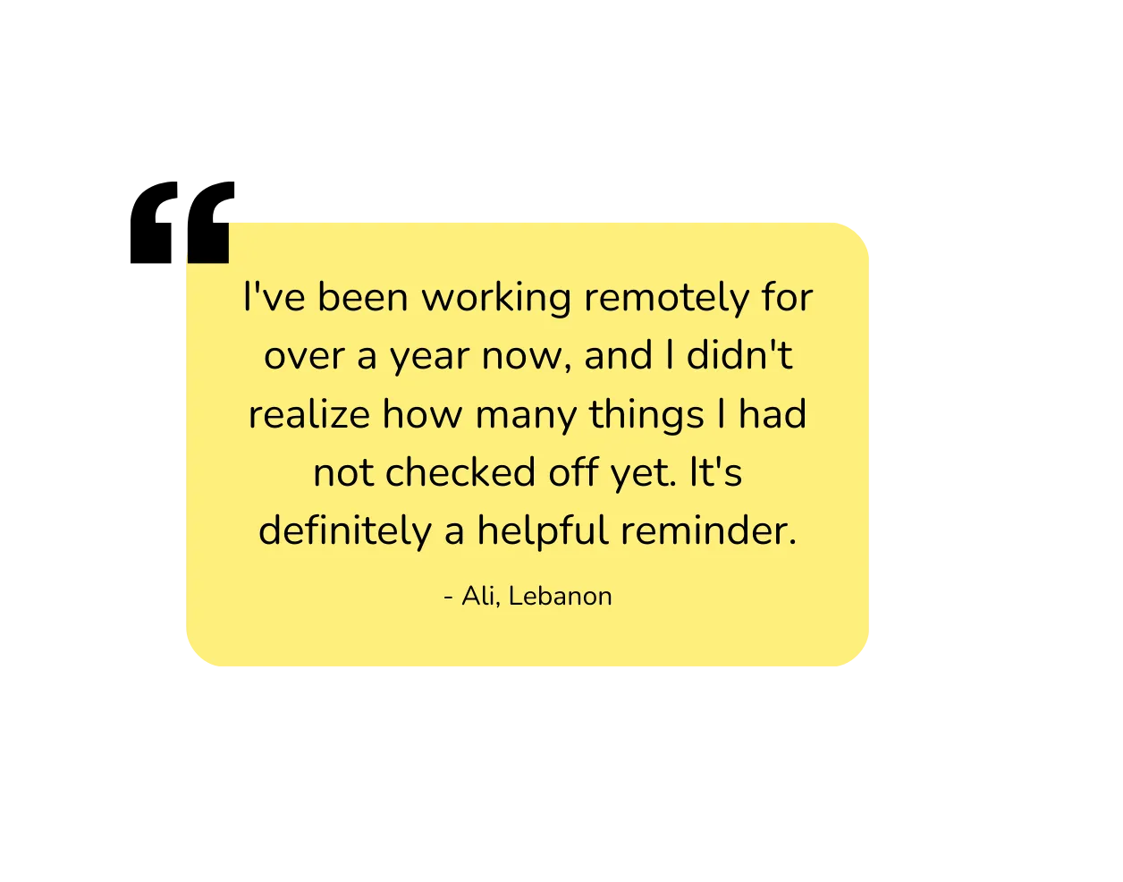 testimonial for the remote checklist