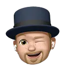 A person wearing a dark blue hat and wireless earbuds, depicted in a simplified, abstract style.