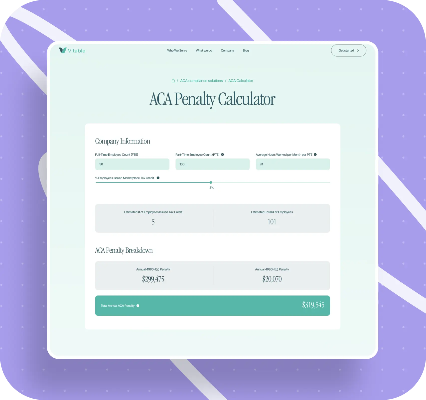 An online MFA fee calculator showing various options for calculating fees based on user inputs.