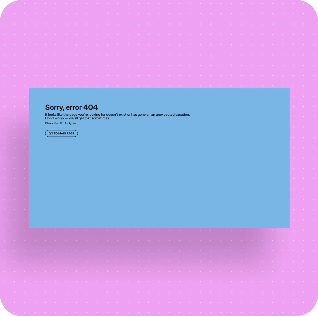 Alternativa 404 error page with a Sorry, error 404 message and a Go to main page button.