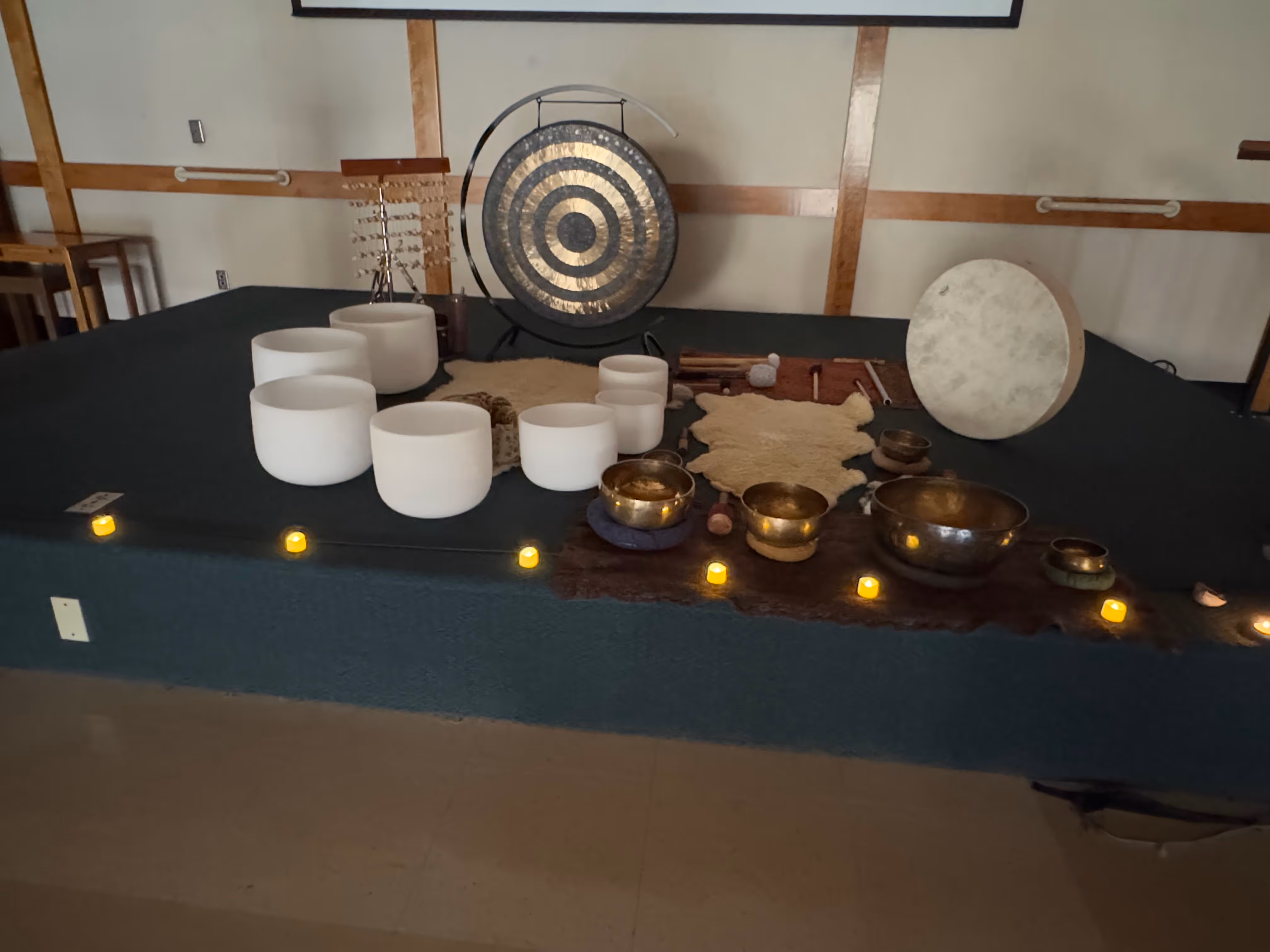 sound healing instrument set up 