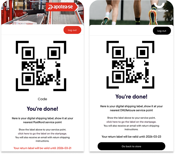 An QR code showing that this is the last step of the return.