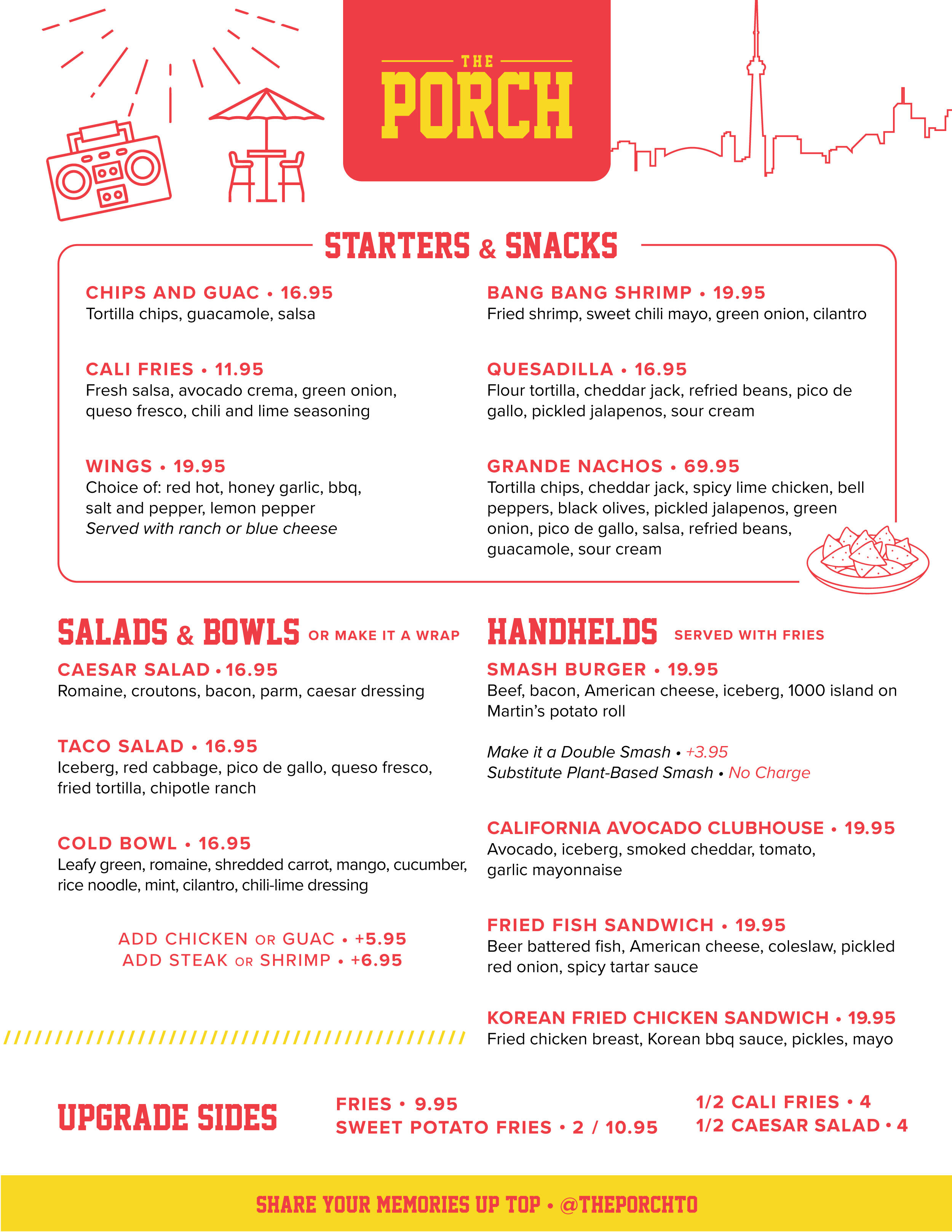 Toronto Rooftop Bar Menu