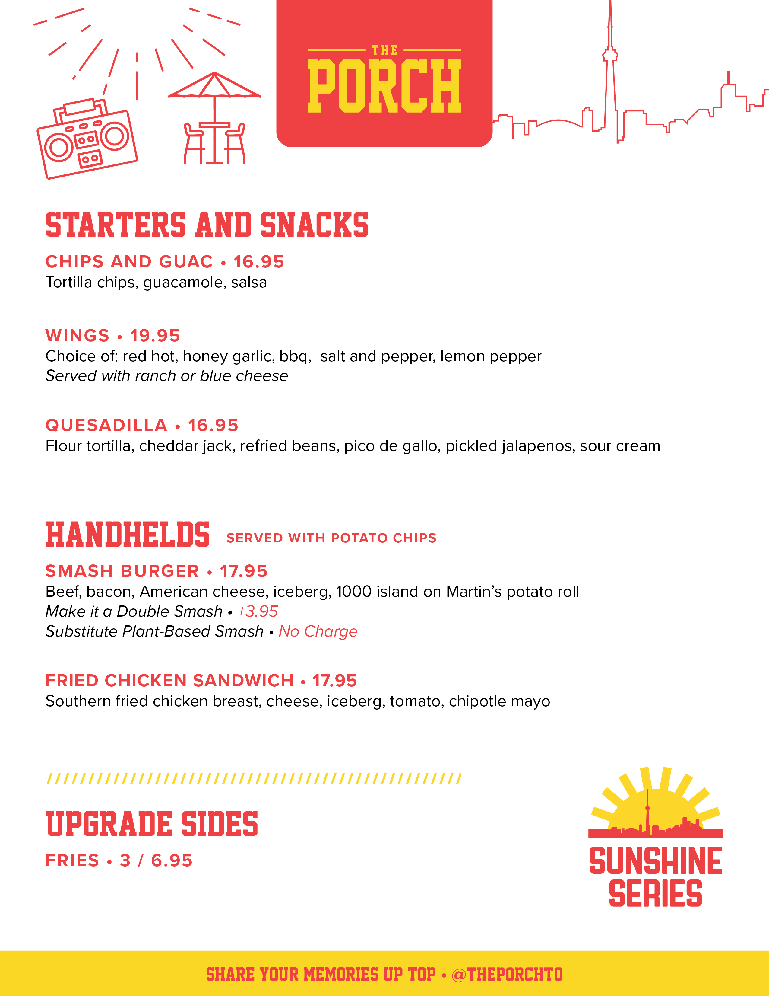 Toronto Rooftop Bar Menu