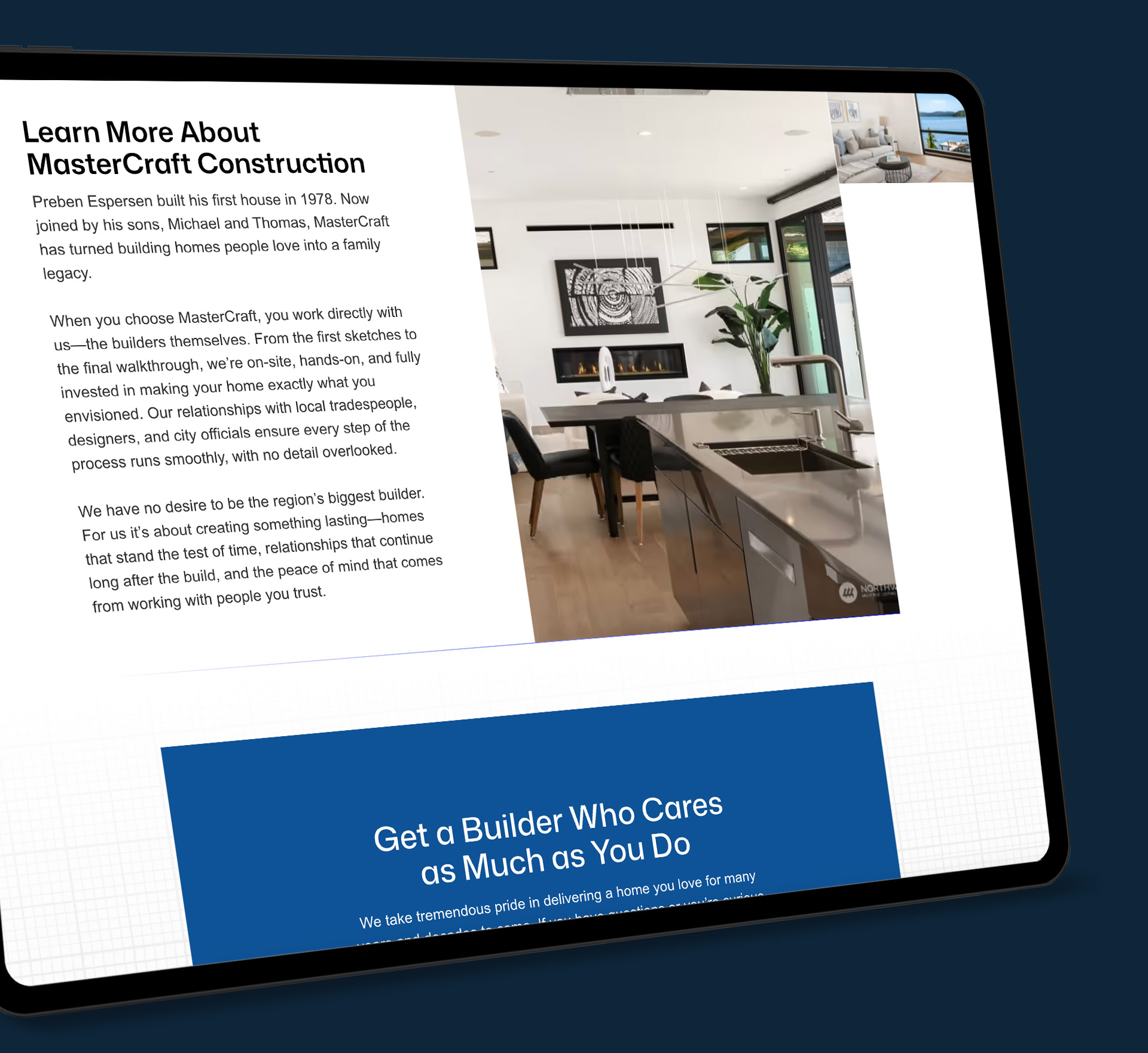 Mastercraft Construction Services Ipad Design