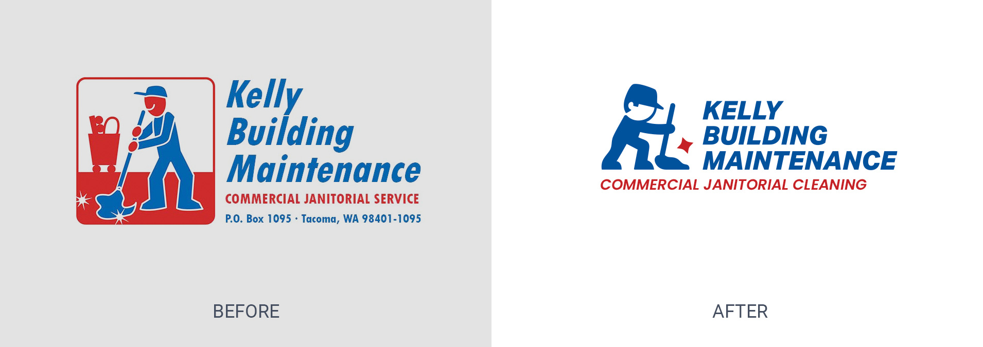 Kelly Building Maintenance - Logo - before and after