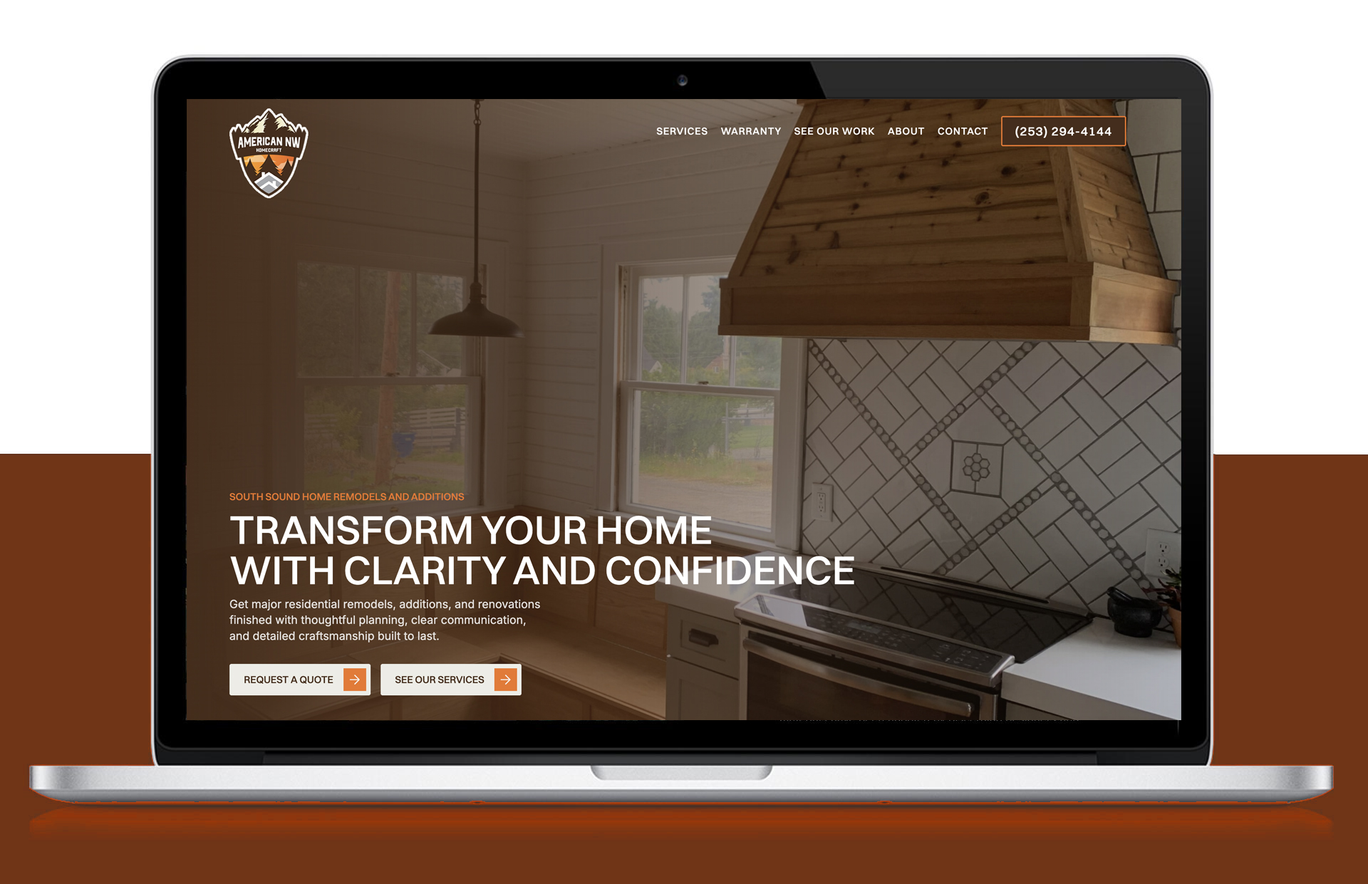 American NW Homecraft Website on Laptop