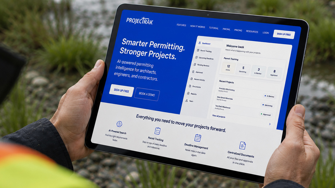 ProjecTrak Website being displayed on ipad to benefit engineering companies
