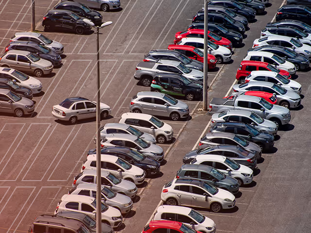 Used Cars in a Dealer Parking Lot 