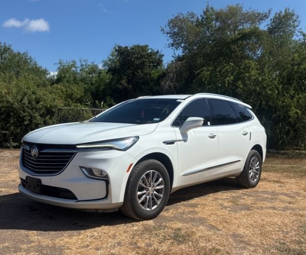 A white 2022 Buick Enclave in a parking lot