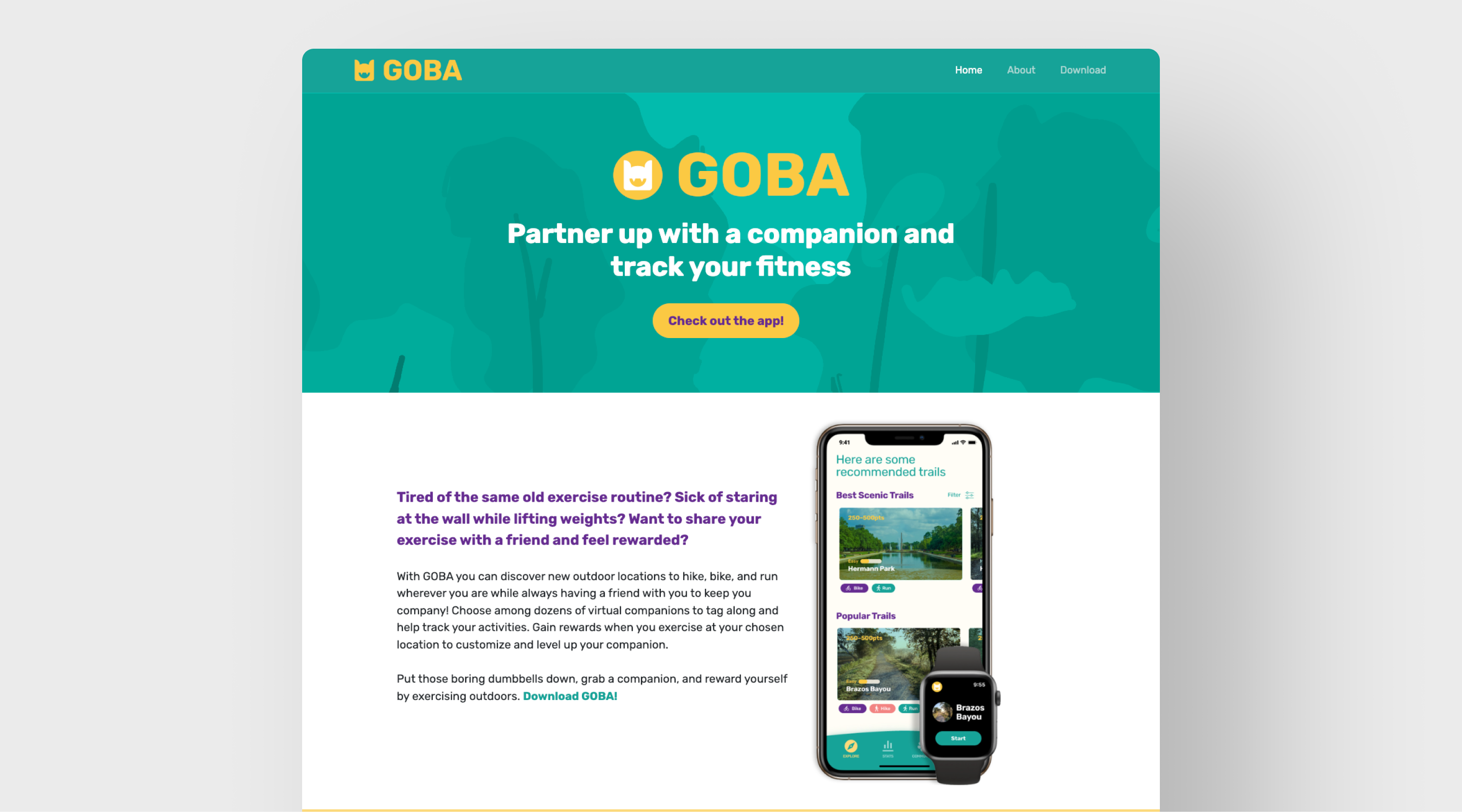 GOBA App preview page