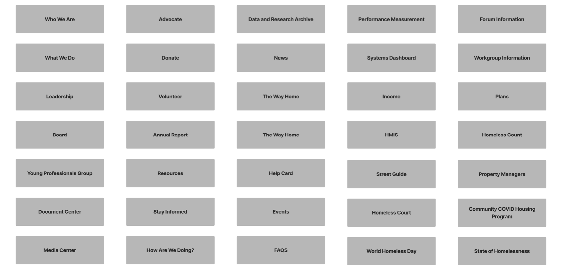 Navigation links on current website