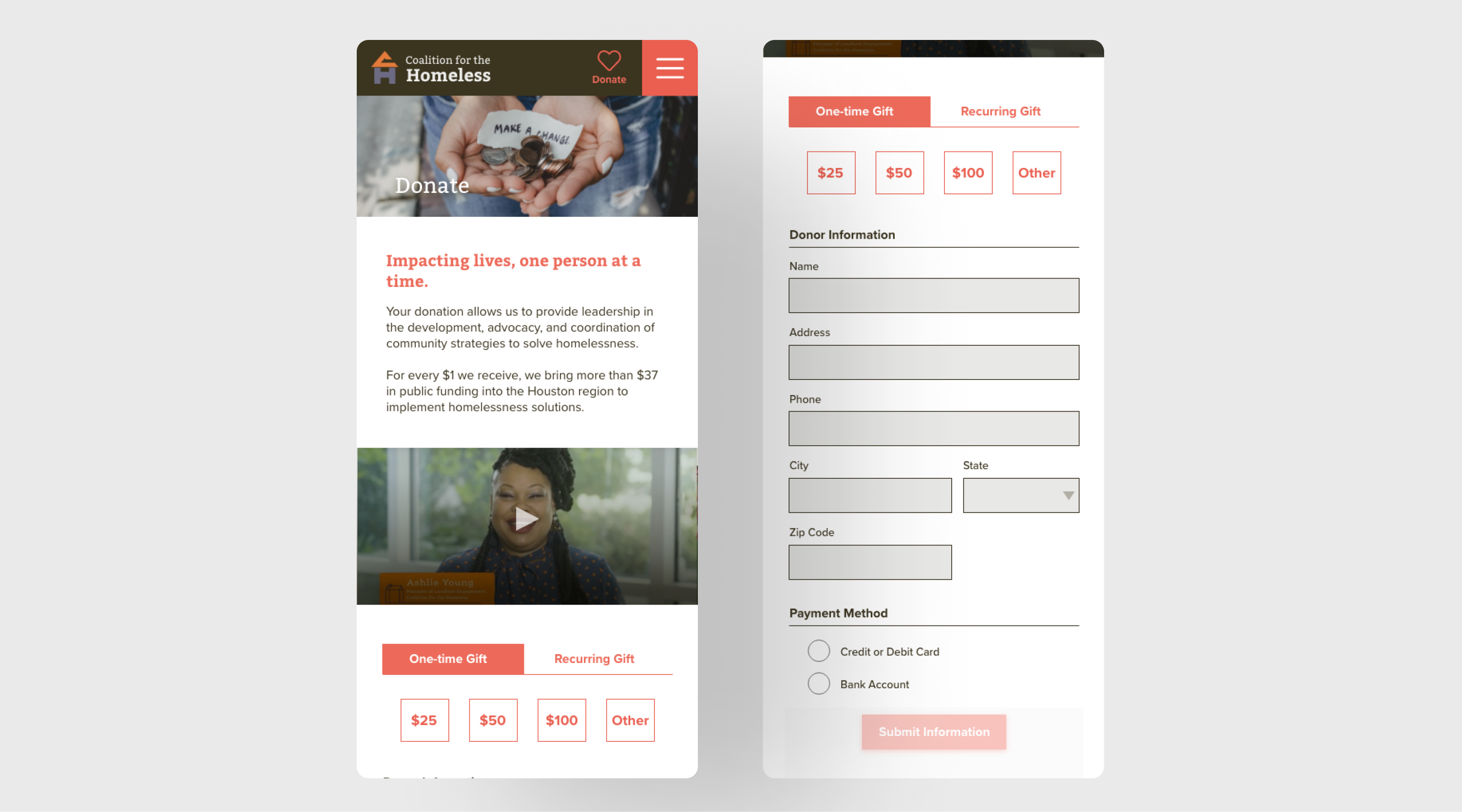 Mobile donating experience