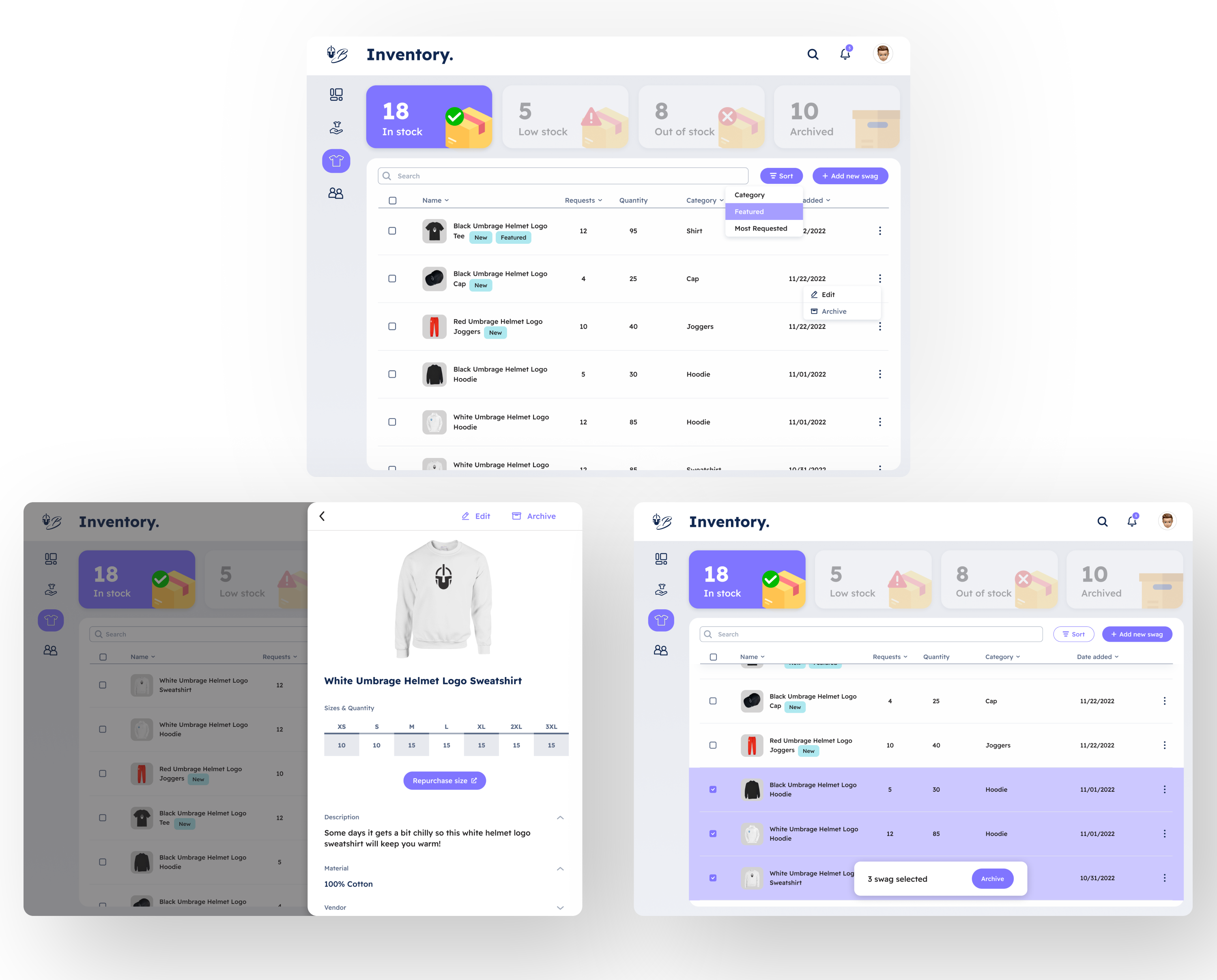 Inventory page overview