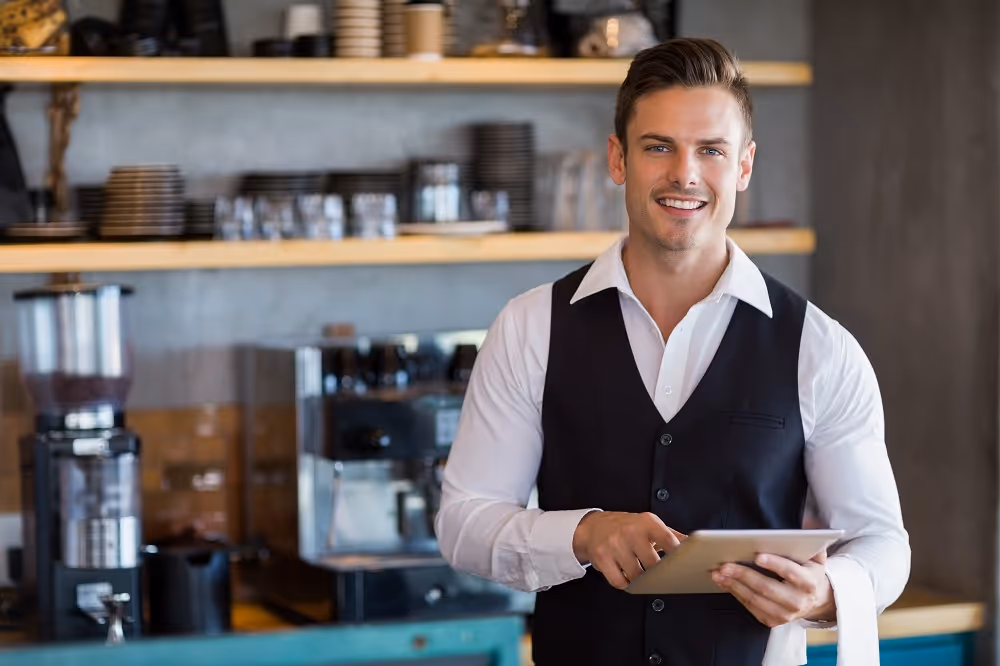 waiter smiling 