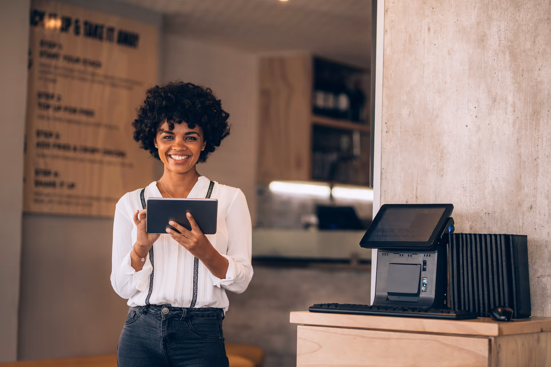 restaurant manager with a digital tablet