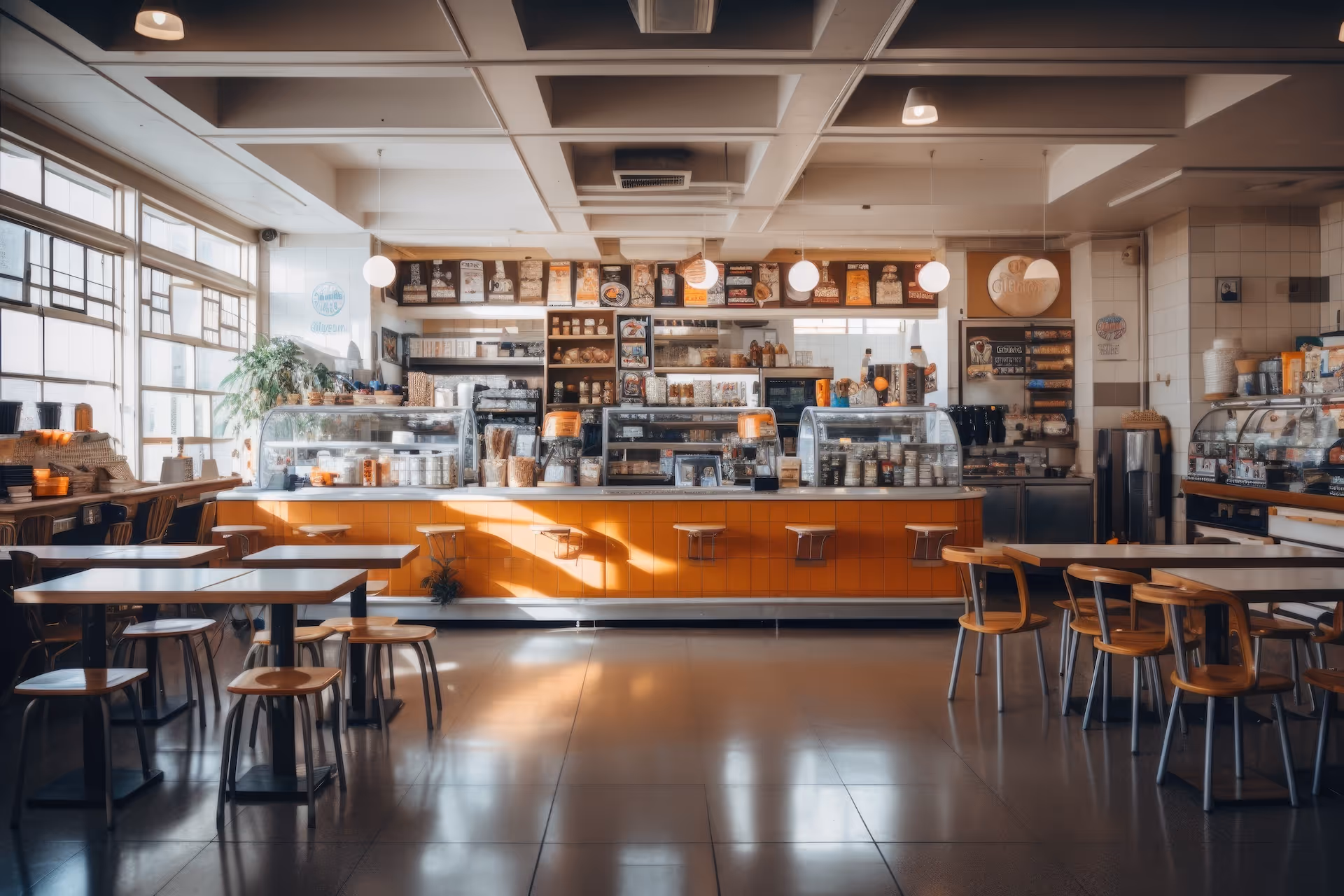 Interior of a fast food restaurant