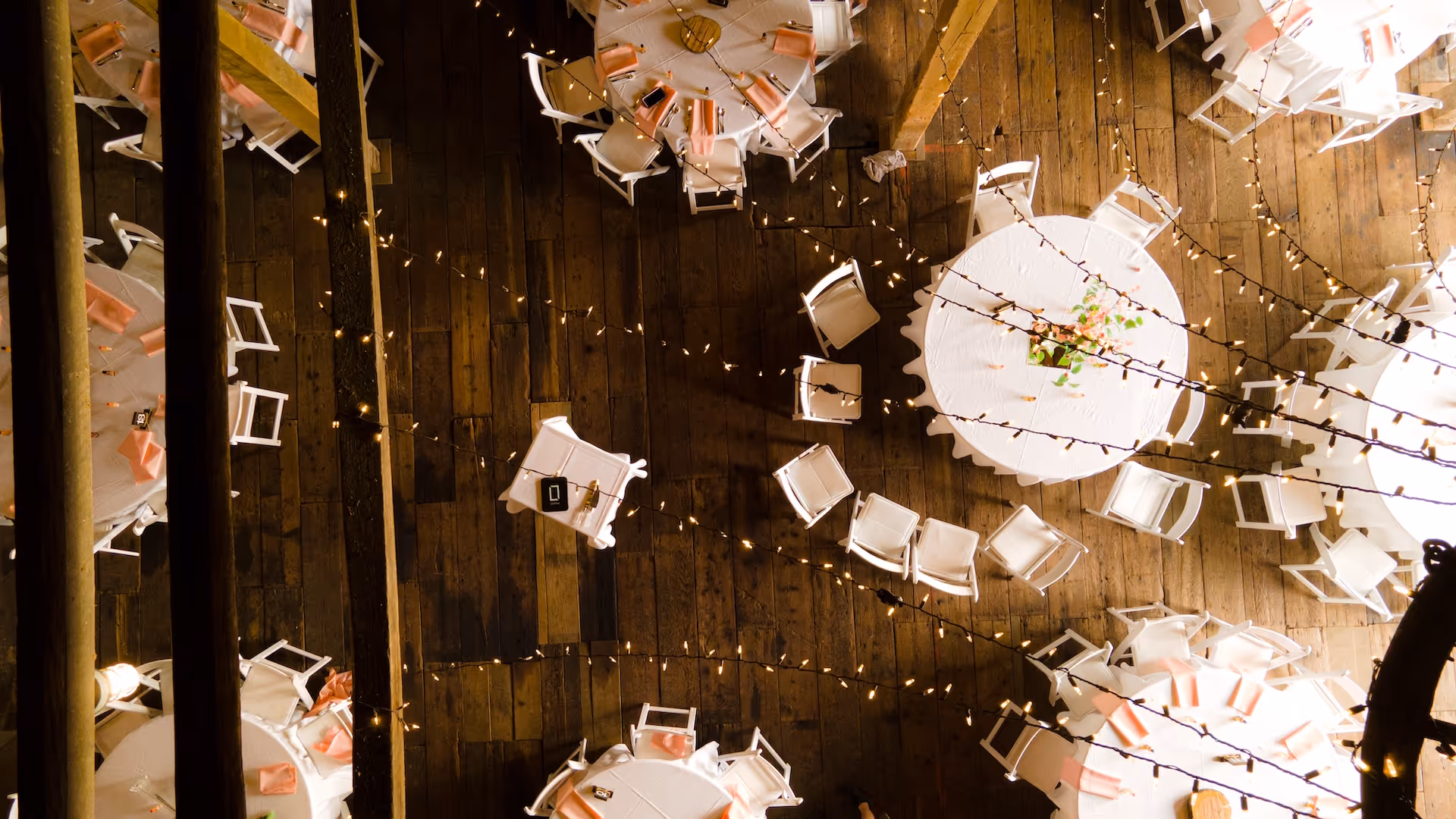 Above The Inside of The Barn Wedding Venue