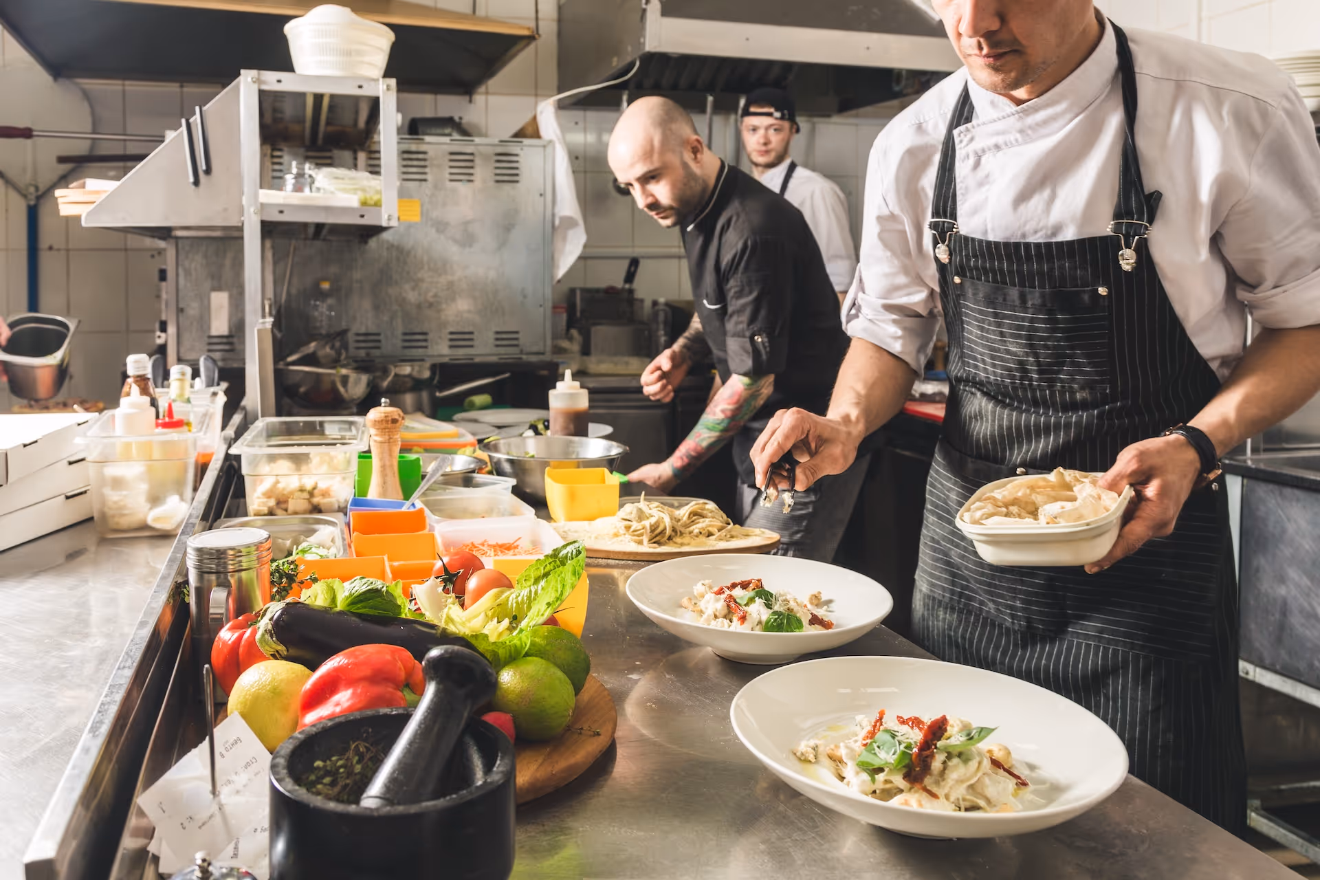 Professional chef cooking in the kitchen restaurant