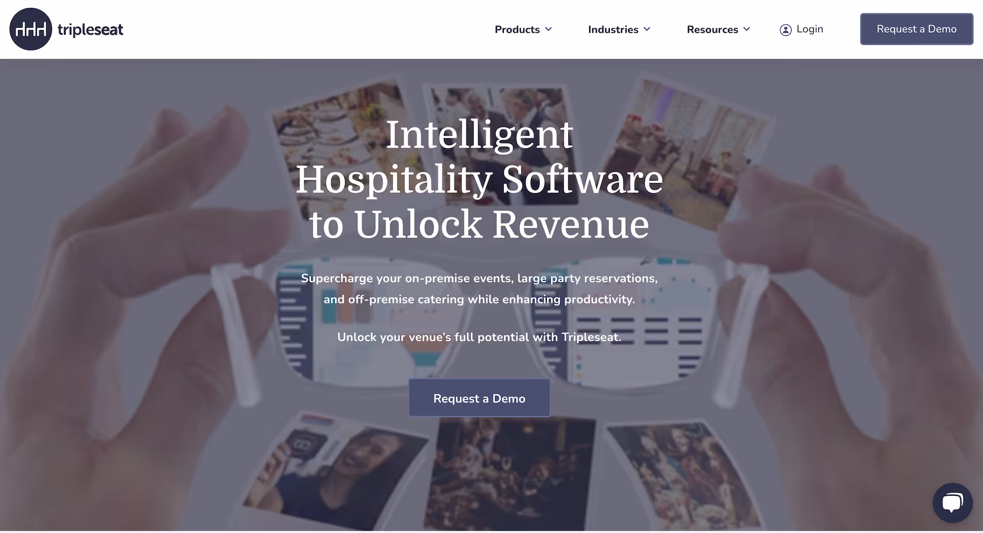 Screenshot of Tripleseat's homepage