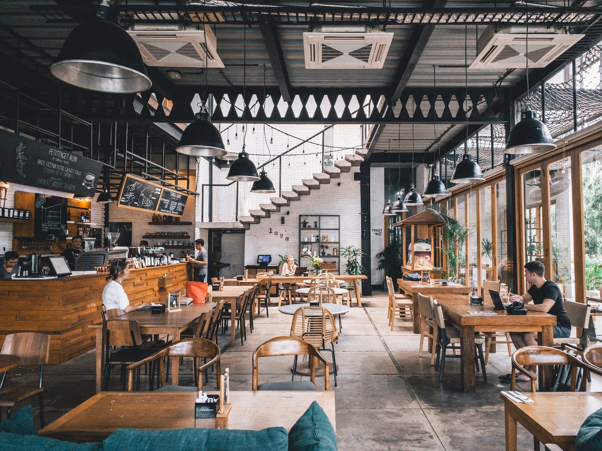 brown and grey restaurant design