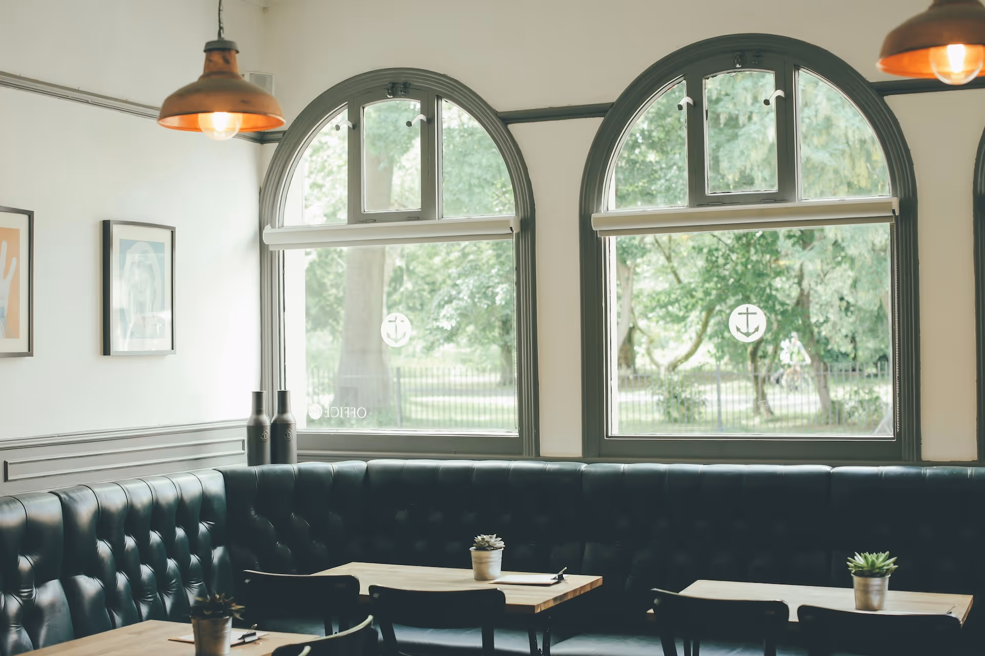 banquette seating near window