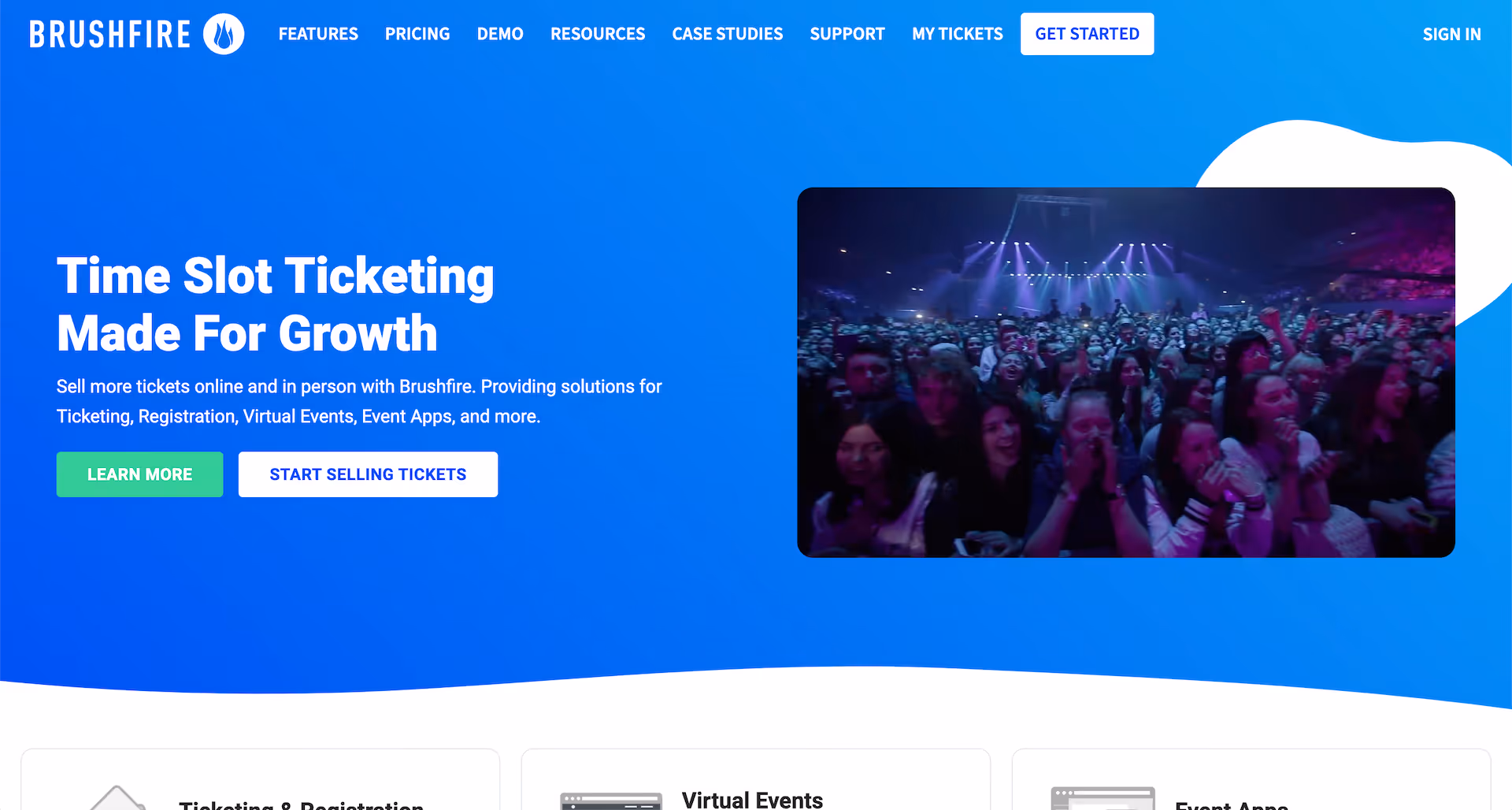 Screenshot of Brushfire's website homepage