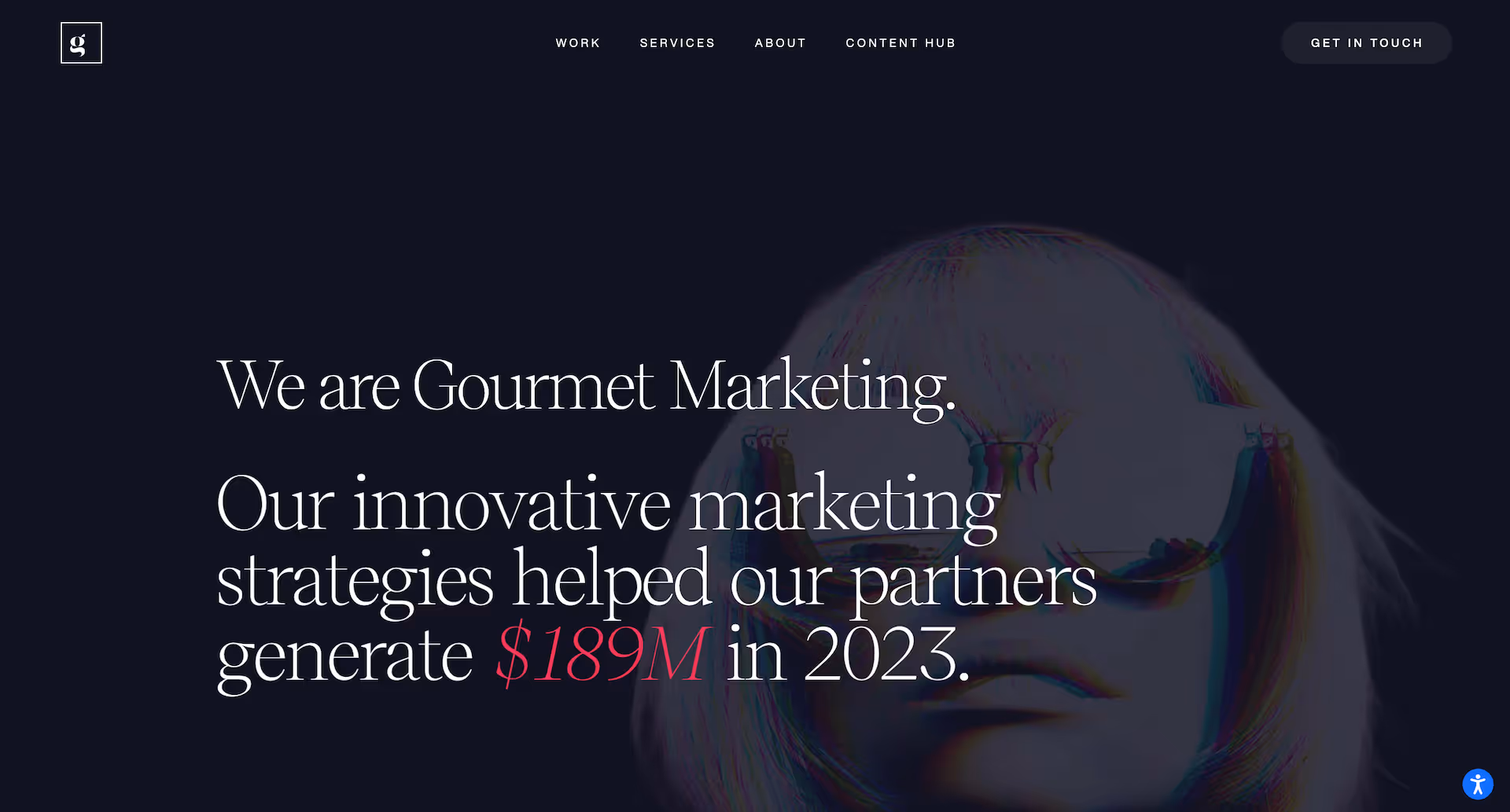 Screenshot of Gourmet Marketing's website homepage