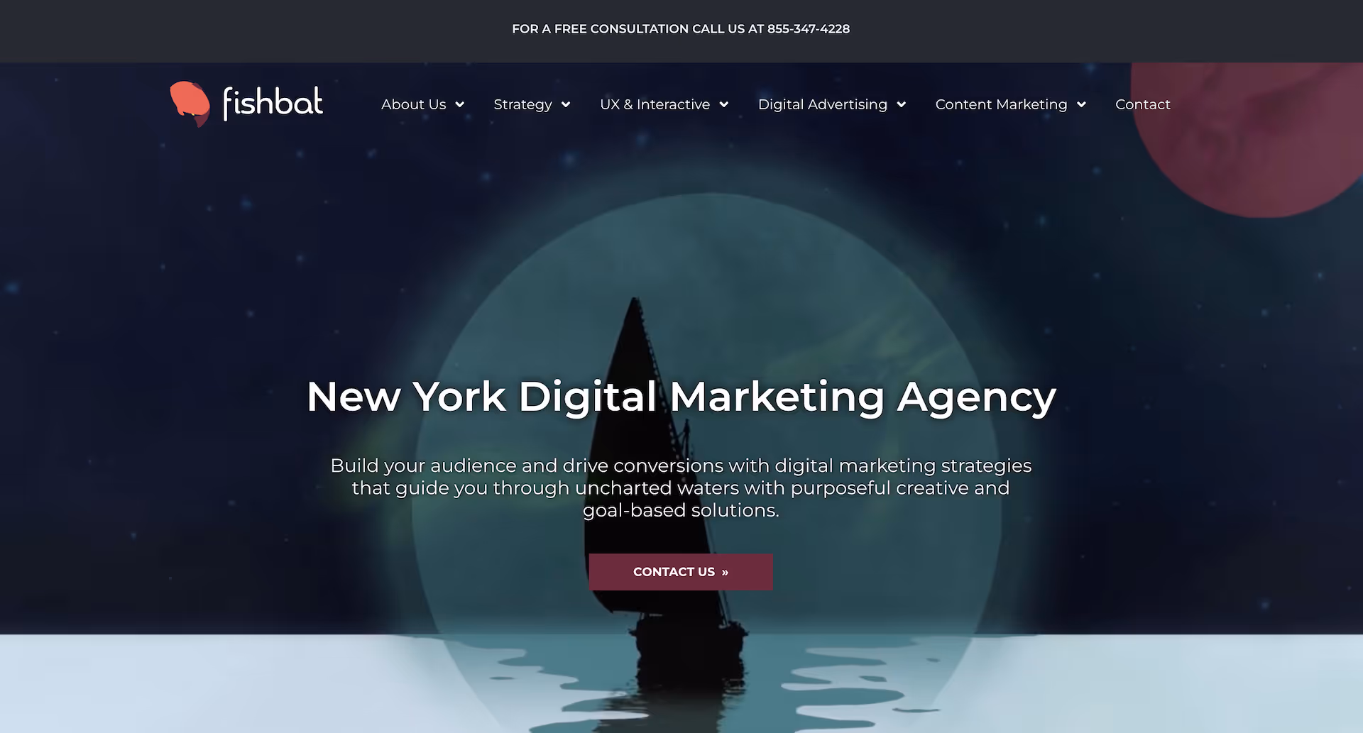 Screenshot of fishbat Media's website homepage