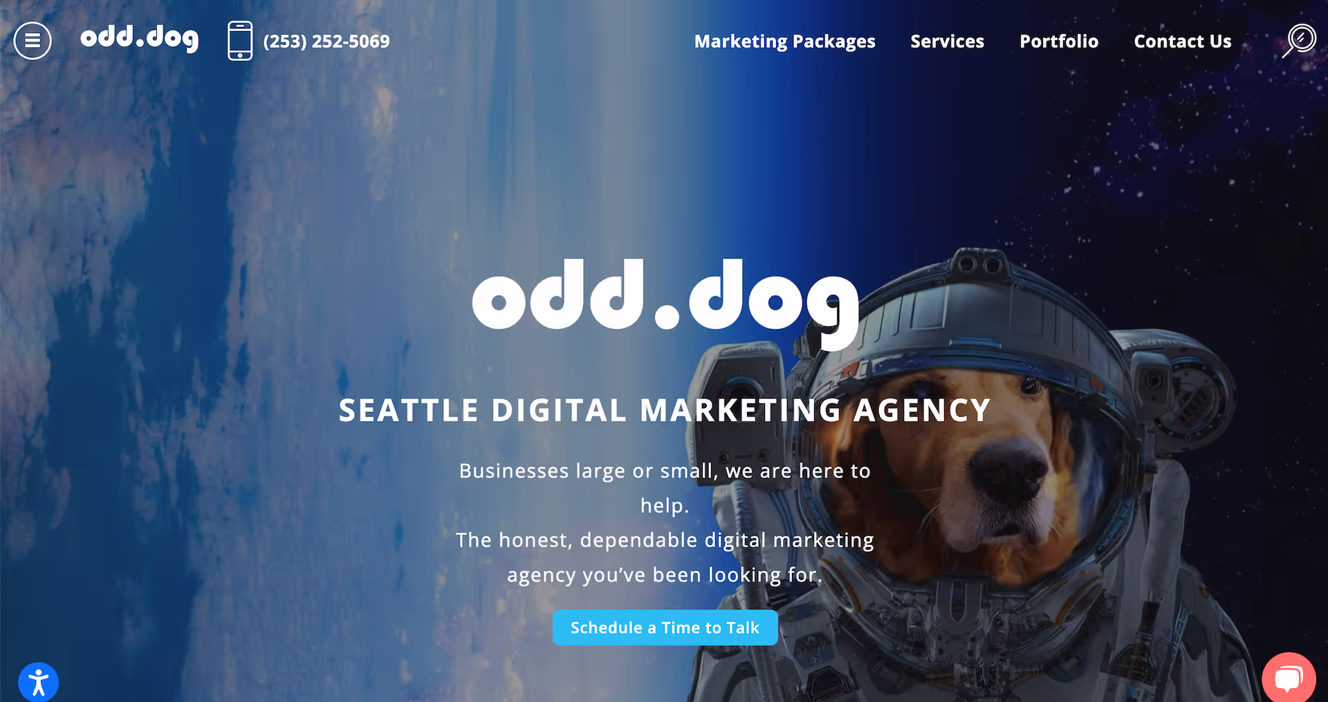 Screenshot of Odd Dog Media's website homepage