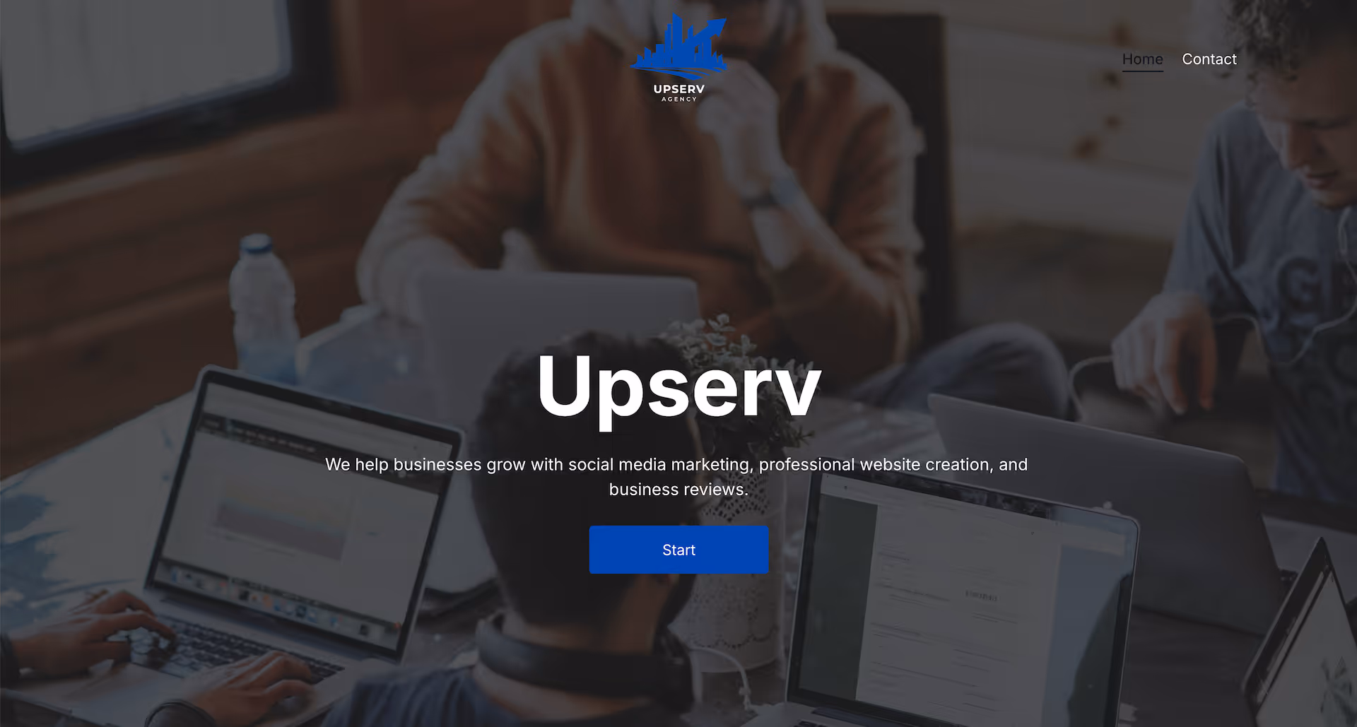 Screenshot of Upserv's website homepage