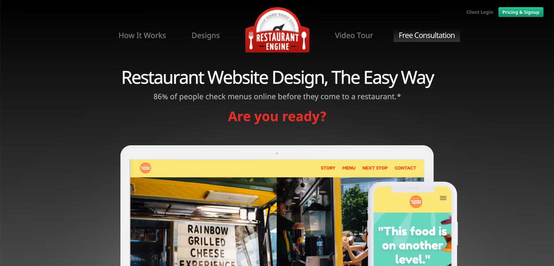 Screenshot of Restaurant Engine's website homepage