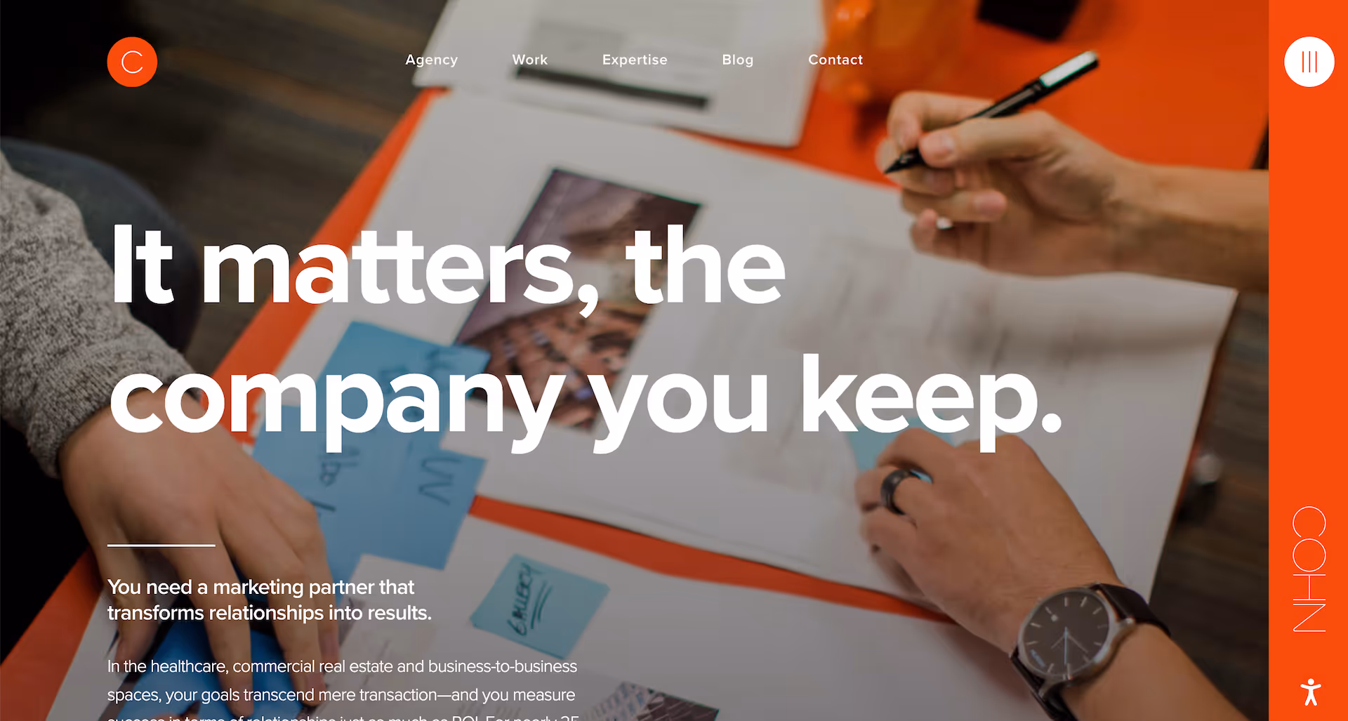 Screenshot of COHN Marketing's website homepage