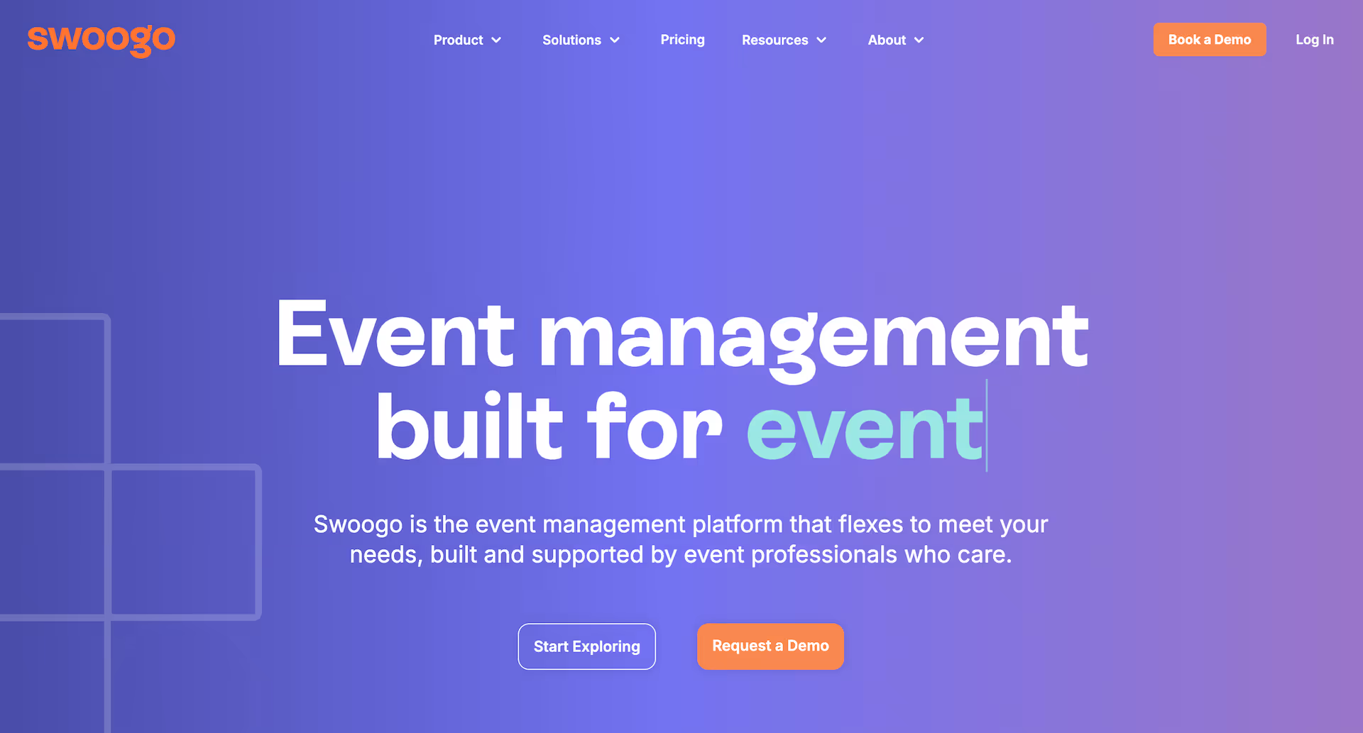 Screenshot of Swoogo's website homepage