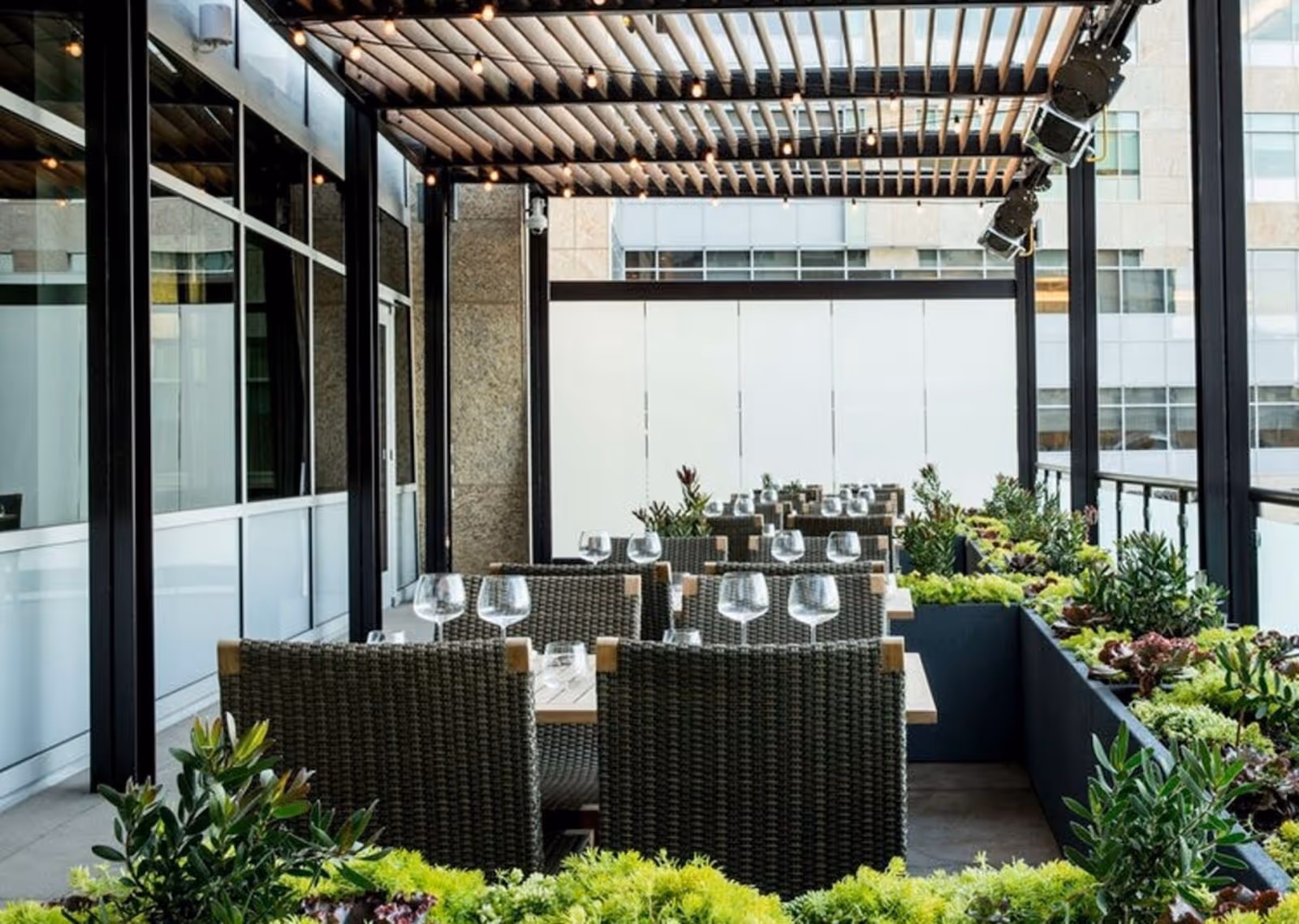 exterior alcove seating at Stem Kitchen and Garden, San Francisco