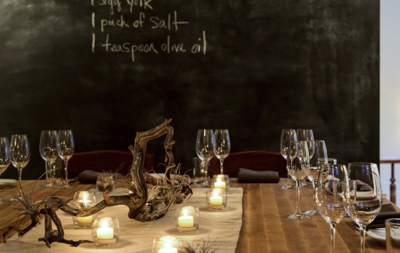 dining table and chalk board at Flour + Water, San Francisco