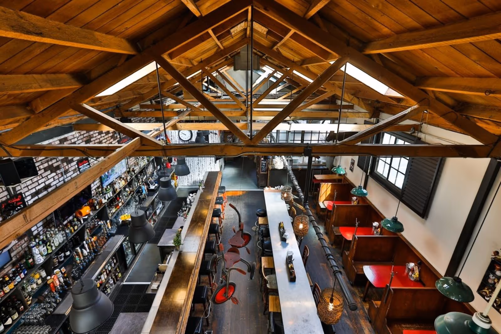 aerial interior view of Brickhouse Cafe, San Francisco