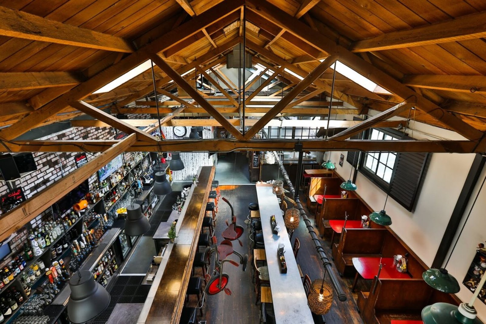 aerial interior view of Brickhouse Cafe, San Francisco